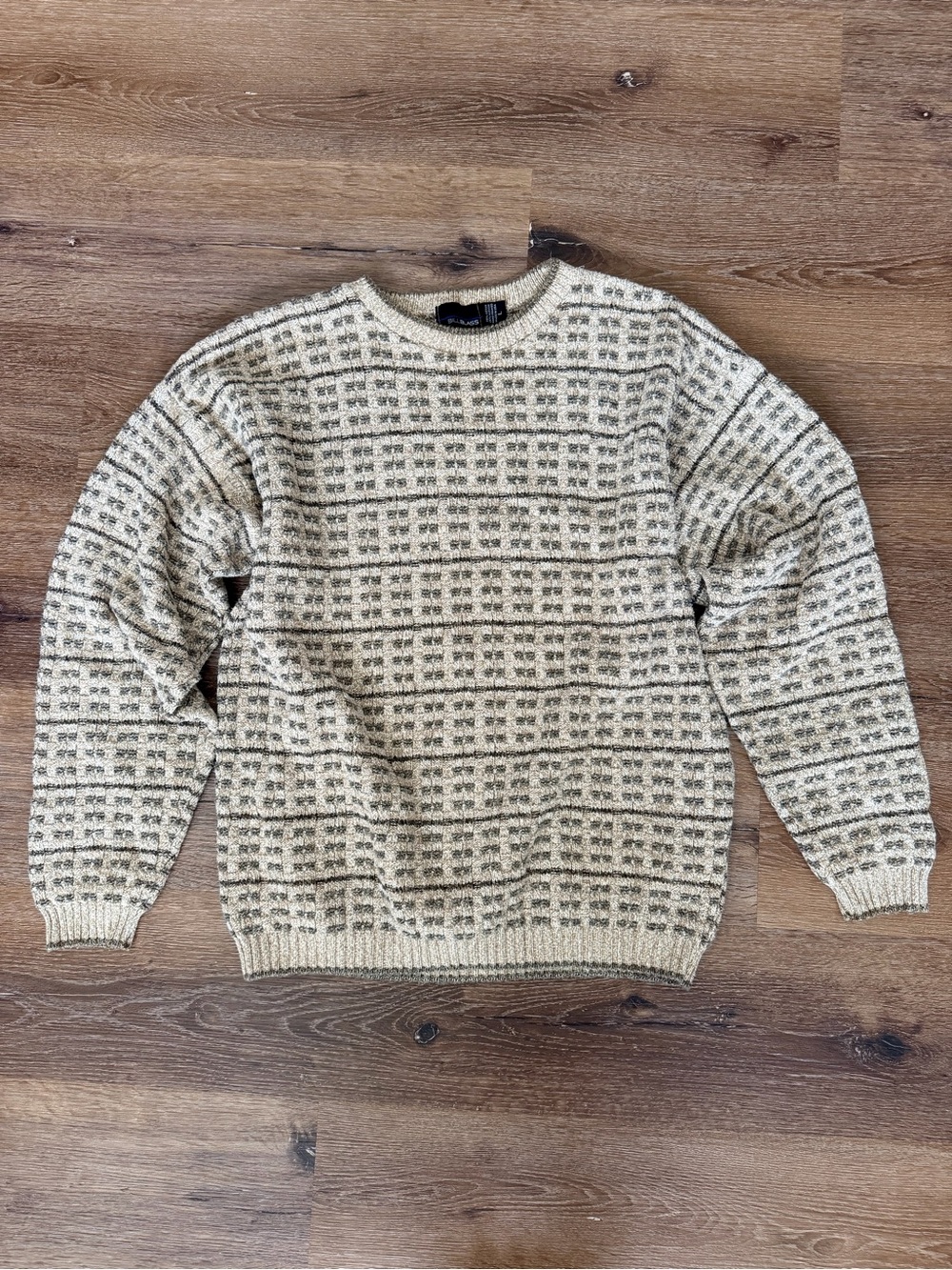 Vintage Bill Blass Gray Patterned Crewneck Sweater